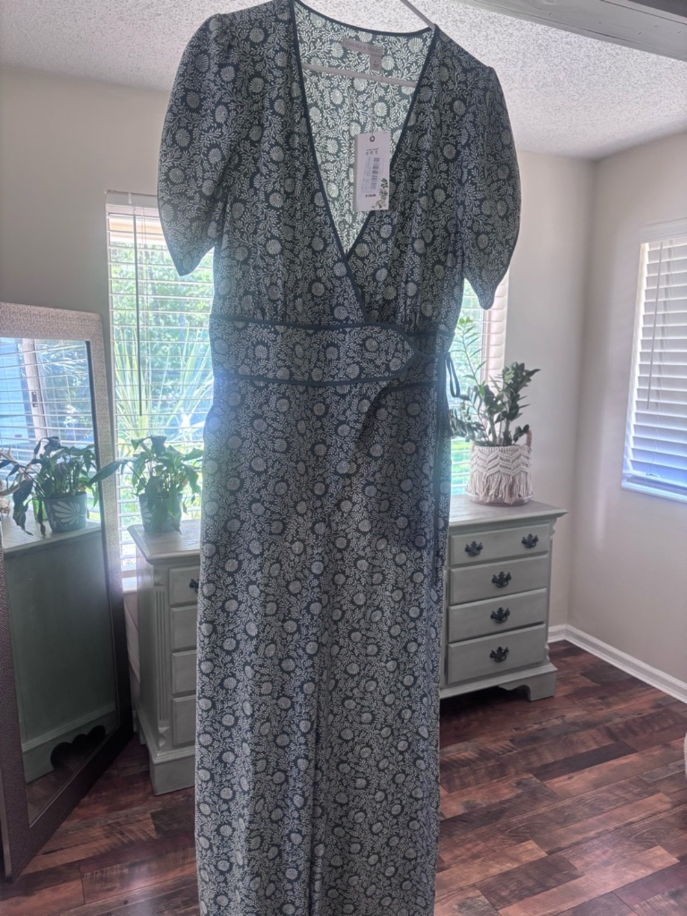 Chelsea & Violet light green and White Floral Wrap jumpsuit